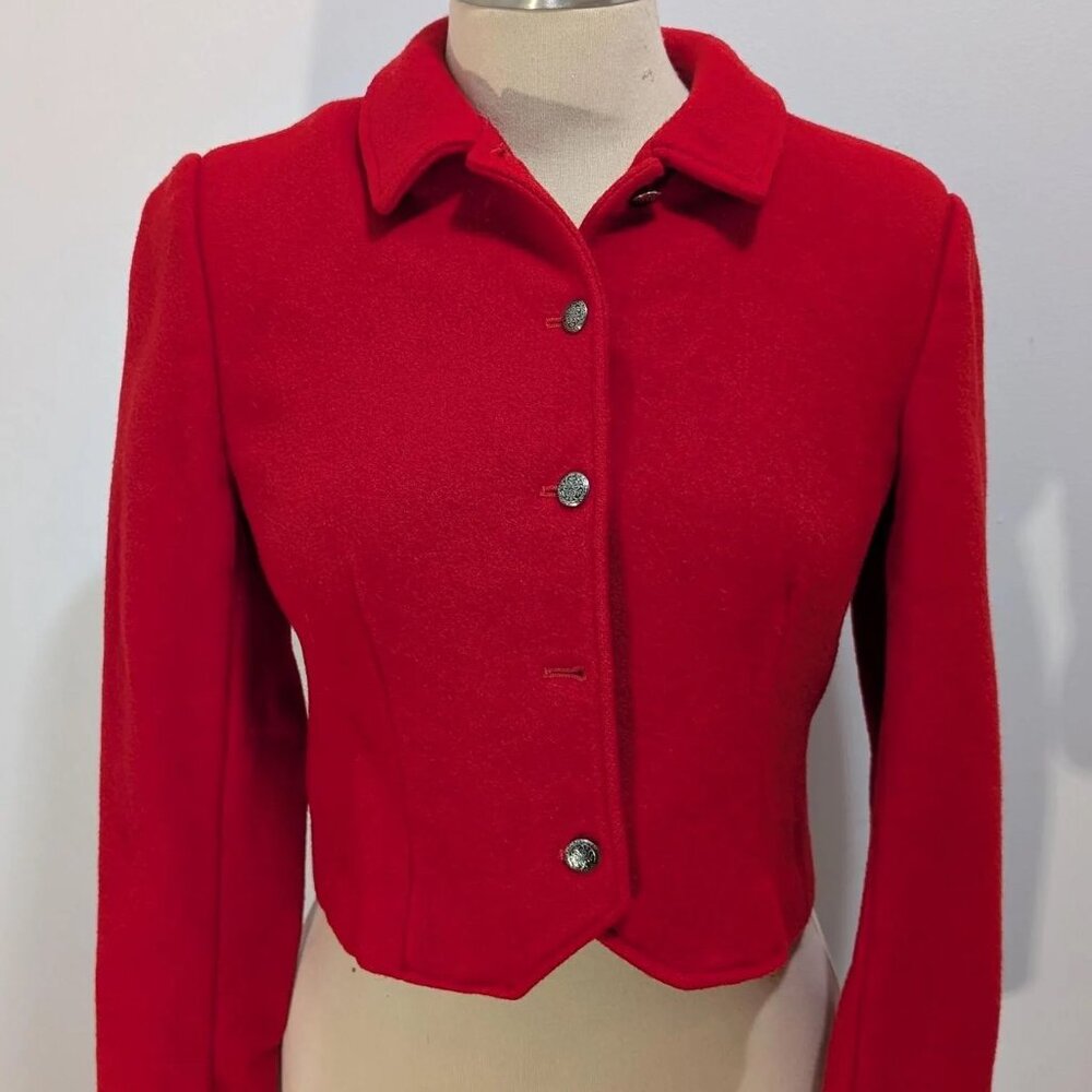 80s Lipstick Red Pendleton Wool Jacket